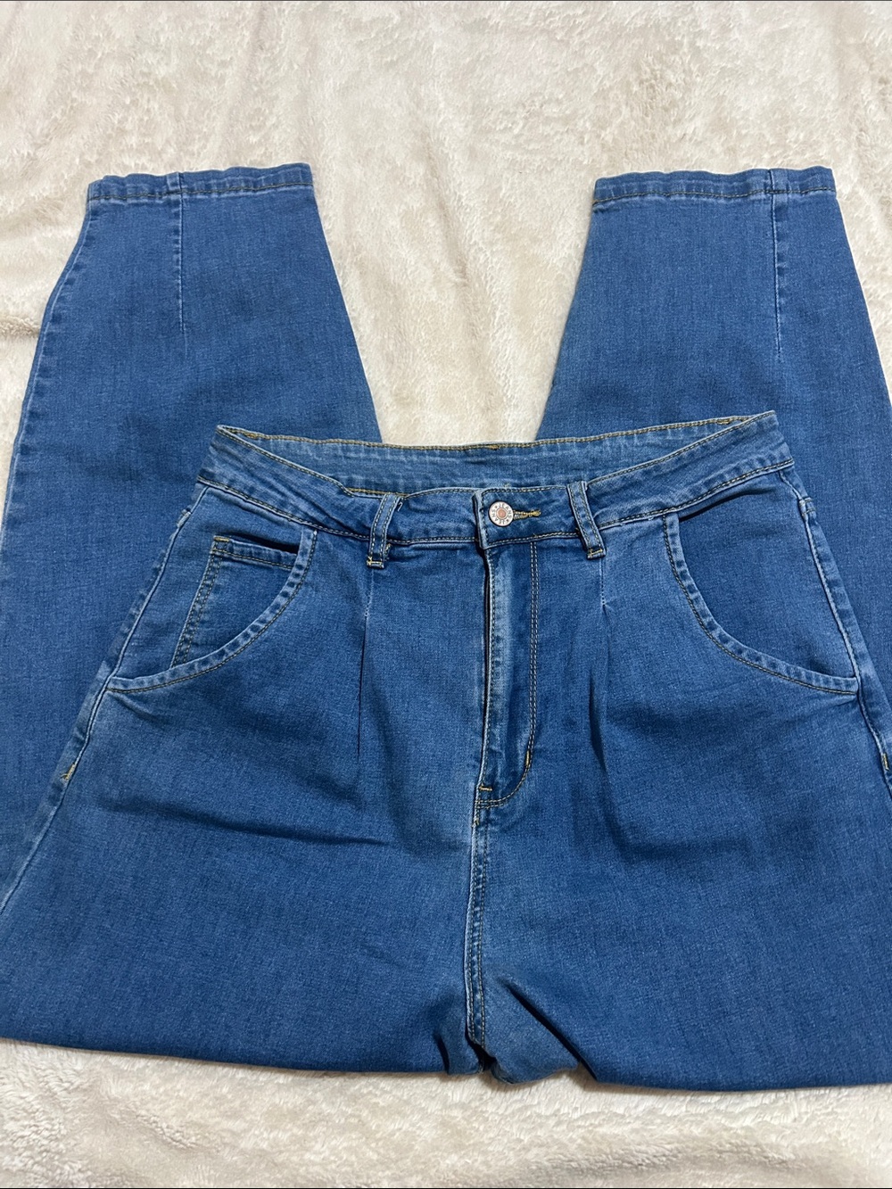High Rise Blue Wide-Leg Jeans